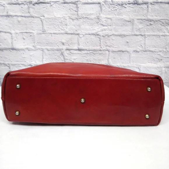 Vintage Marino Orlandi Italian Red Leather Embossed Floral Shoulder Bag - Picture 8 of 14